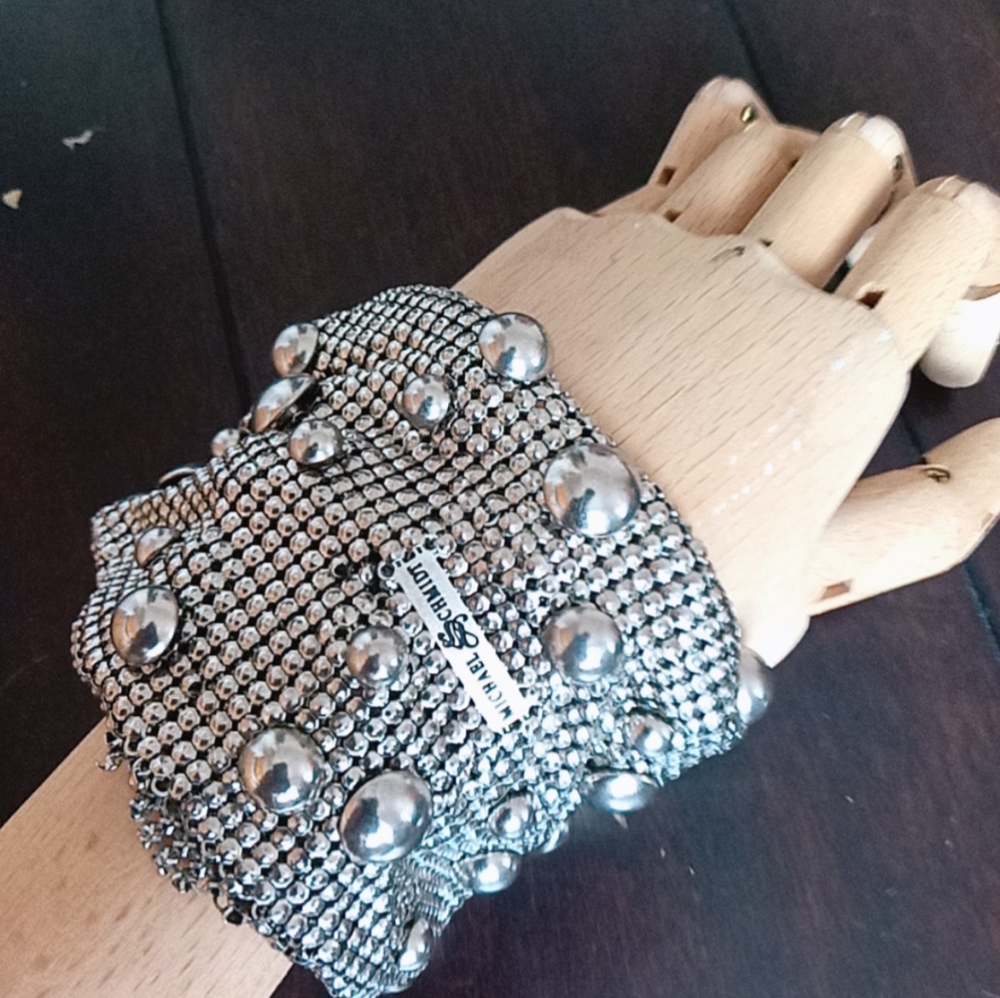 Lady Gaga $525 Michael Schmidt Chunky Metal Mesh Bracelet